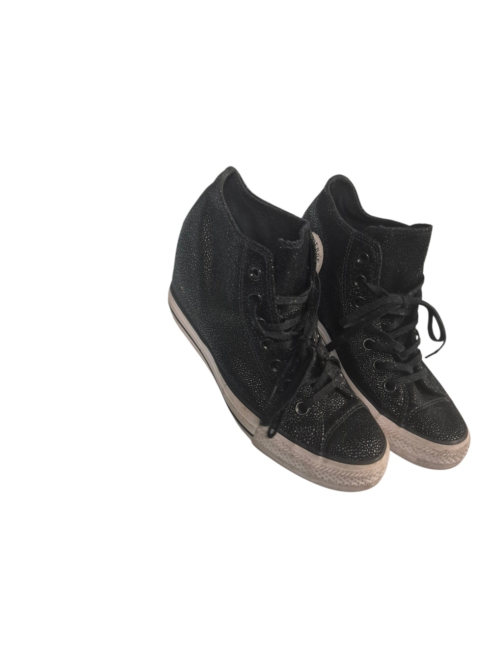 Converse Black Sparkle High-Top Wedge Sneakers